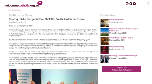 Creating child safe organisations: MacKillop Family Services conference