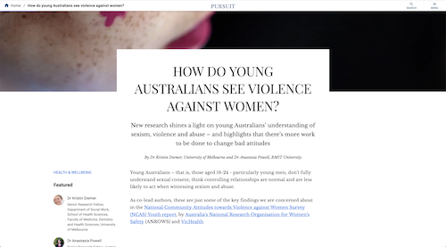 How do young Australians see violence against women?