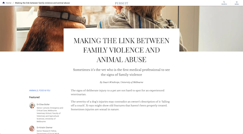 Making the link between family violence and animal abuse